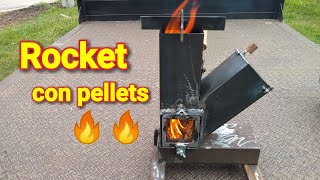 Estufa ROCKET para PELLETS nuevo diseño  rocket stove [upl. by Ettevad]