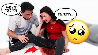 PERIOD PRANK ON BOYFRIEND CUTE REACTION [upl. by Sharline]