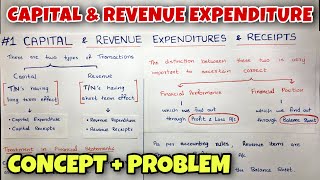 1 Capital amp Revenue Expenditure  Concept amp Problem  By Saheb Academy  Class 11  CA Foundation [upl. by Katuscha579]