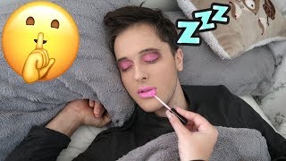 Doing My Boyfriends Makeup While Hes Sleeping Prank [upl. by Rennat112]